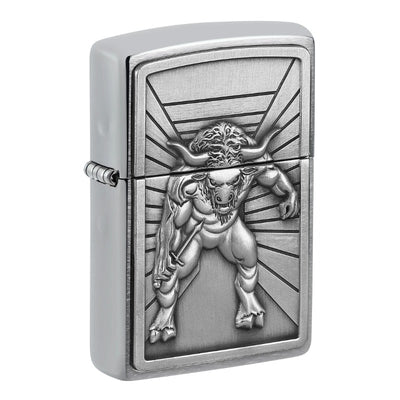 Zippo Minotaur aansteker met metalen behuizing en drakenontwerp