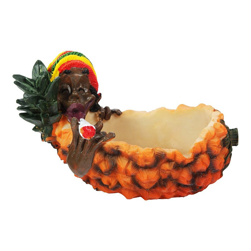 Bookwill keramiek asbak in de vorm van een ananas, rasta, 190 mm