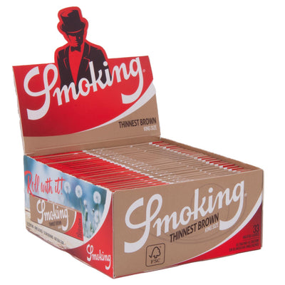 Smoking Thinnest Brown King Size Slim vloei, ongebleekt bruin papier
