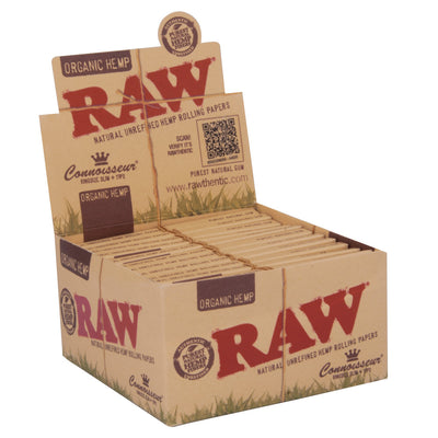 RAW Organic Hemp Connoisseur King Size Slim vloei met tips, lichtbruin papier