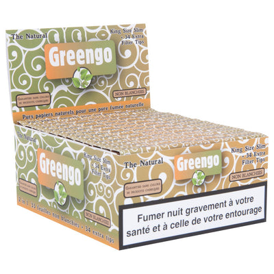 French Greengo Unbleached King Size Slim 2-in-1 vloeipapier, ongebleekt