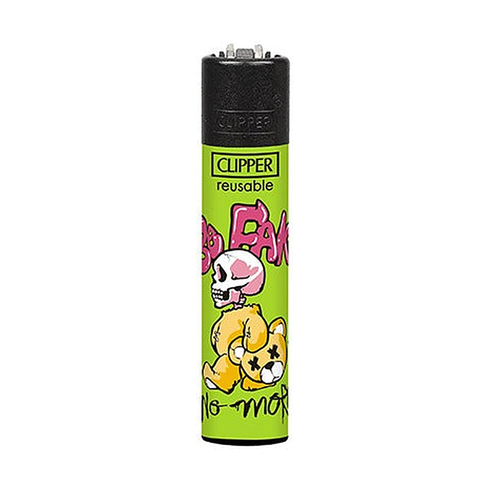 Clipper CP11 Bear Skulls aansteker, design Groen met doodshoofd