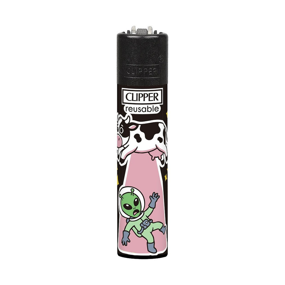 Clipper CP11 Space 3 aansteker, design Koe in UFO-straal
