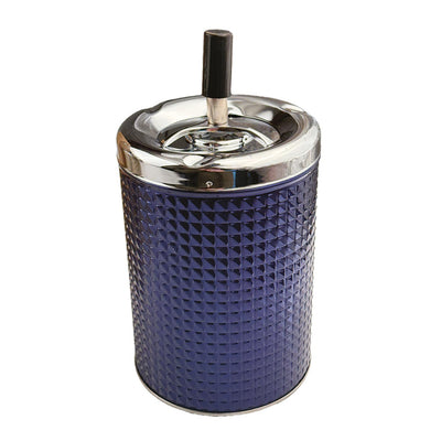 Draai-asbak van 20 cm in chroom en blauw aluminium