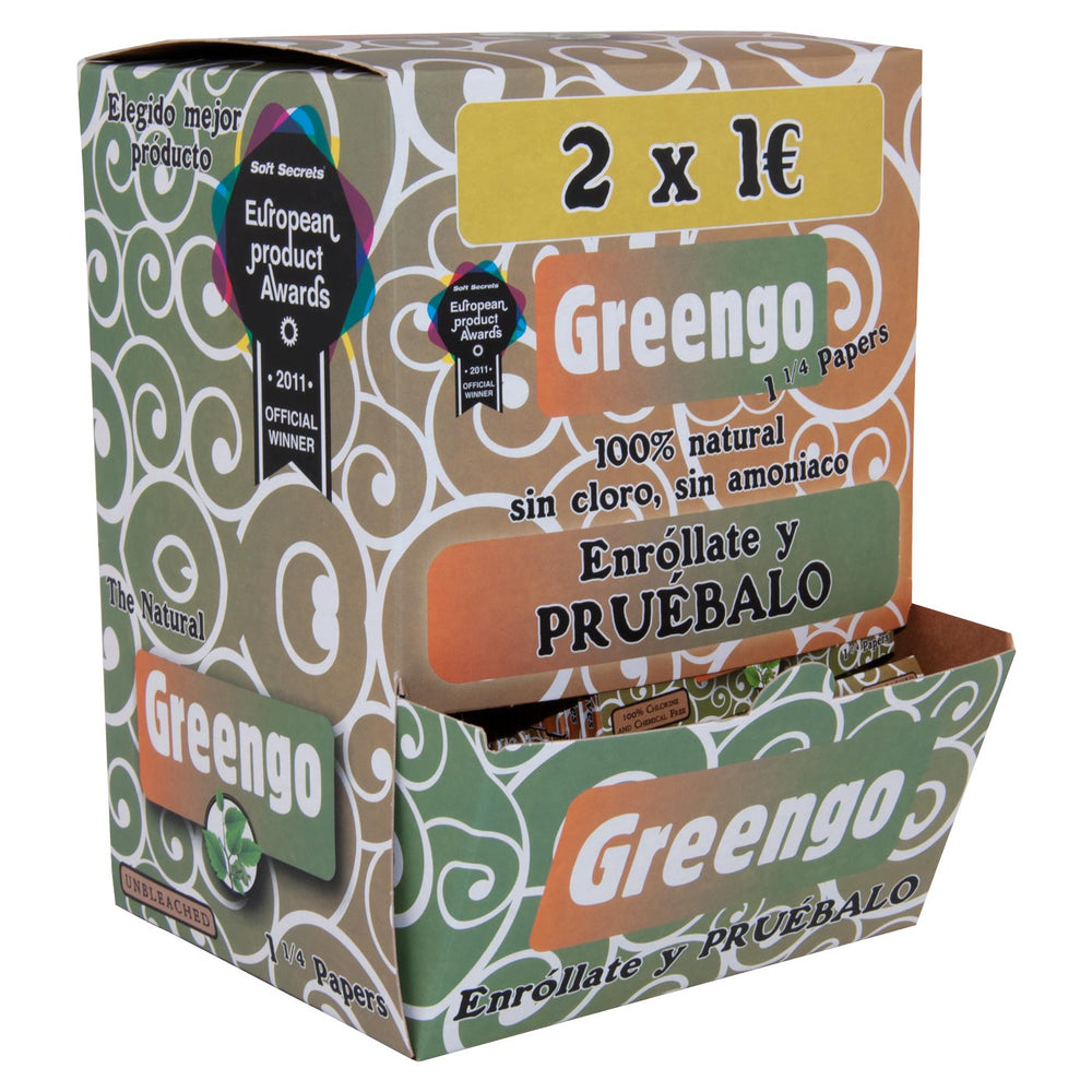 Greengo Unbleached 1 ¼ ES vloeipapier, ongebleekt, formaat 78 x 44 mm