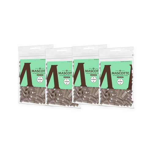 Bruin Mascotte XL Slim boekje met 120 papieren filters, set van 4 stuks