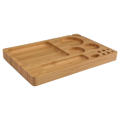 The Original rolling tray van bamboe met vloeihouder en ronde insert