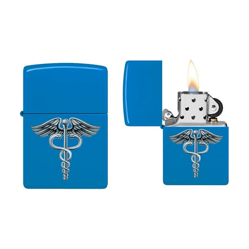Zippo Caduceus aansteker met staf en slangen als symbool