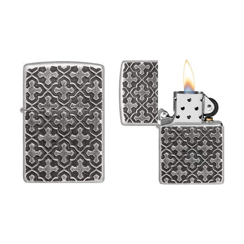 Zippo Cross Pattern aansteker met abstract kruispatroon