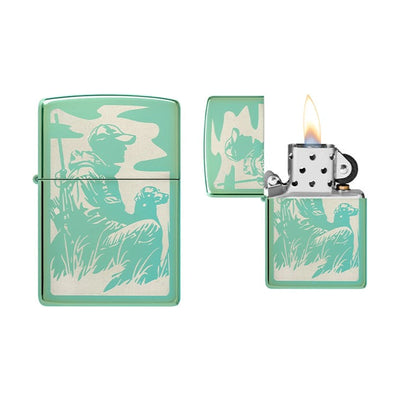 Zippo Duck Hunting aansteker met eend in jachtscene