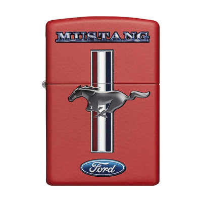 Zippo Ford Mustang Red aansteker met silhouet van een rode Mustang