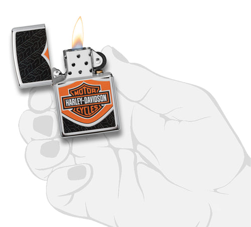 Zippo Harley-Davidson aansteker met groot logo in zwart en oranje