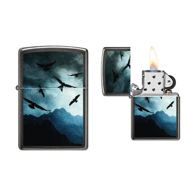 Zippo Mountains and Hawks aansteker met bergen en roofvogels