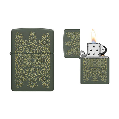 Zippo Pattern Design aansteker in groene matte uitvoering