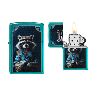 Zippo Raccoon Hiker aansteker met wasbeer op wandeltocht
