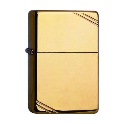Zippo Regular aansteker in hoogglans messing met vintage uitstraling